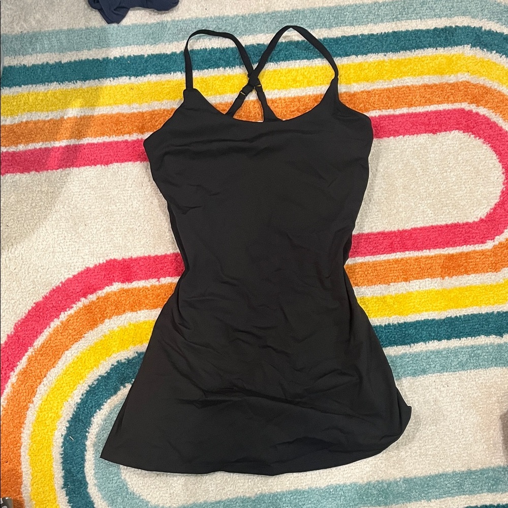 Chic Black Athletic Strappy Dress